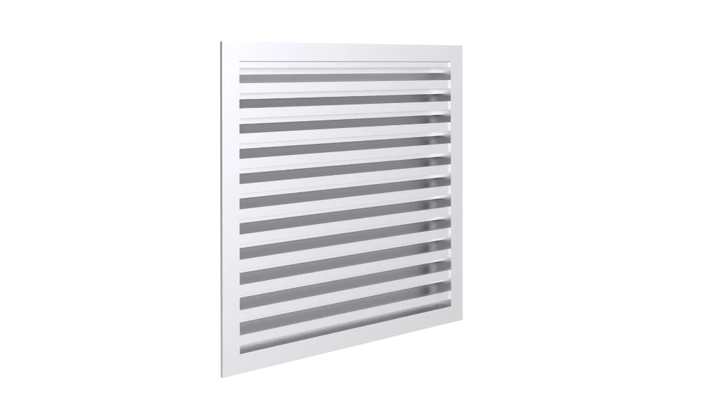 W-330 - ALUMINIUM EXTERNAL LOUVRE (300, 300, RAL9003M, Galvanised steel bird screen)