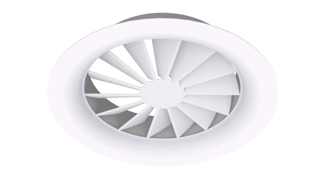 WR230 - DIFFUSEUR CIRCULAIRE À JET HÉLICOÏDAL À AILETTES FIXES ET CÔNE DE DIFFUSION (125, RAL9003M)